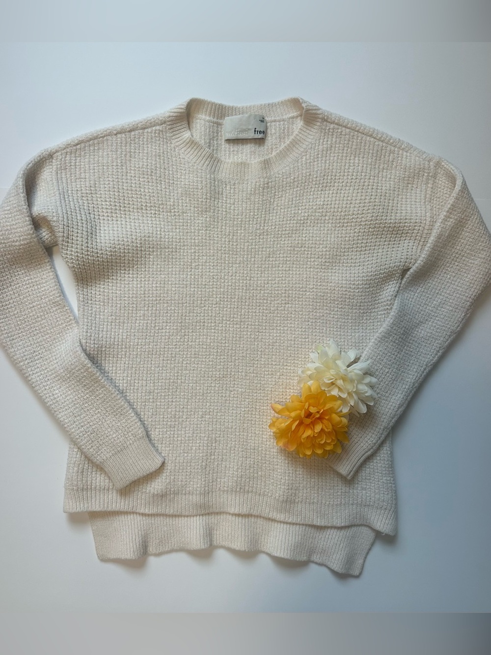 Aritzia Cream Textured Crewneck Sweater